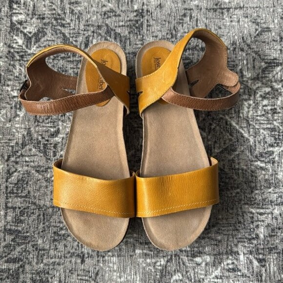 Josef Seibel Clea Yellow and Brown Sandals with Platform Sole - Picture 2 of 10